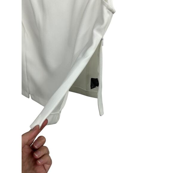 Minimalist‎ White Sleeveless Blouse 14 Elegant Layering Tank Workwear Chic Basic - Picture 5 of 7